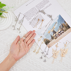 8 пара серег-бабочек из 8 стилей с кристаллами EJEW-FI0001-38