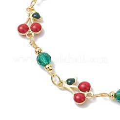 Браслеты-цепочки из латунной эмали с вишневыми звеньями&nbsp;BJEW-JB13011