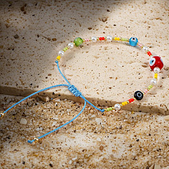 Браслеты из плетеных бусин с имитацией круглого жемчуга и стекла&nbsp;CU5744