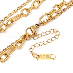 Многослойное колье с двойными цепочками и прямоугольным кулоном STAS-D184-07G