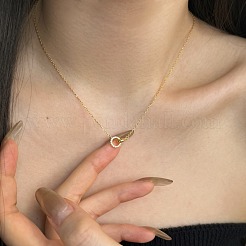 Круглое кольцо 925 стерлинговое серебро паве кубический цирконий кулон ожерелья для женщин NJEW-F338-05G