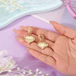 1 пара серег-колец в форме сердца из латуни с прозрачным кубическим цирконием&nbsp;EJEW-TA0008-59