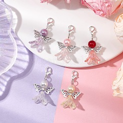 Ангельские подвески из акрила и стеклянного жемчуга HJEW-JM02364-02