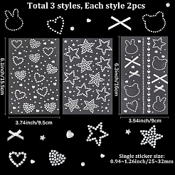 6 лист 3 стилей акриловые стразы наклейки для лица и тела&nbsp;AJEW-SP0002-68A