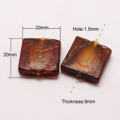 Бусины ручной работы бусины серебряной фольгой&nbsp;FOIL-S006-20x20mm-03