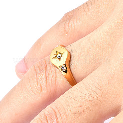 Плоские круглые кольца с узором в виде звезд из нержавеющей стали 304 с микропаве прозрачных кубических цирконий FS-WG7CEF6-02