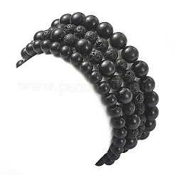 Наборы круглых браслетов из бисера из натурального шунгита и лавового камня&nbsp;BJEW-JB09542