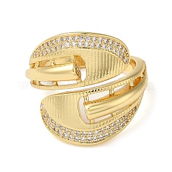 Открытое кольцо-манжета из латуни с микропаве из кубического циркония RJEW-Q805-06G