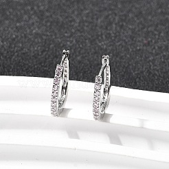 Латунные микро проложить серьги обруча кубического циркония EJEW-P322-01P