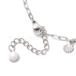 Браслеты-скрепки в форме ракушки из нержавеющей стали 304 с цепочкой&nbsp;AJEW-AN00752