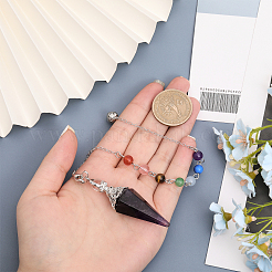 1 шт. натуральный аметистовый шестиугольный заостренный биолокационный маятник G-CA0001-70A