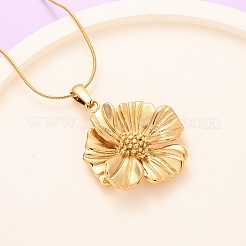 Женские ожерелья-змейки с подвеской-цветком из нержавеющей стали 304 NJEW-F354-11B-G