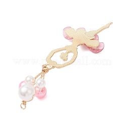 Подвески из АБС-пластика с имитацией жемчуга и сплава&nbsp;PALLOY-JF04992