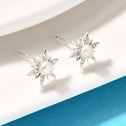 Натуральные жемчужные ушные шпильки EJEW-L099-02P