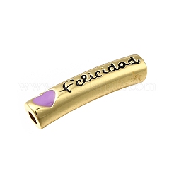 День матери латунная эмаль сердце слово мама изогнутые трубчатые бусины KK-C090-51G-03