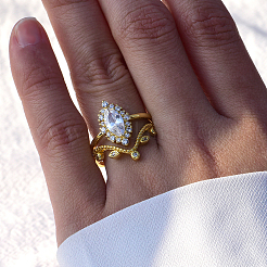 Кольца из латуни с микропаве из кубического циркония для женщин&nbsp;UG6552-2