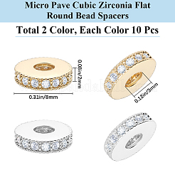 20 шт. 2-цветные латунные микропрозрачные разделители с кубическим цирконием ZIRC-BBC0002-91