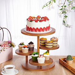4-ярусная круглая деревянная стойка для ювелирных изделий&nbsp;ODIS-WH0086-168