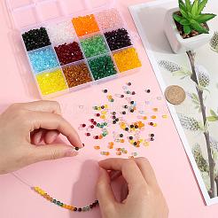 2400шт 12 вида прозрачных стеклянных бусин GLAA-SP0001-13