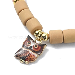 Эластичные браслеты из полимерной глины с бусинами-колоннами&nbsp;BJEW-JB09782-04