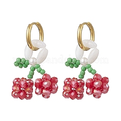 Серьги-кольца вишневого цвета из нержавеющей стали 304 EJEW-TA00772