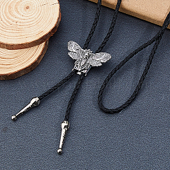 Сплав череп моли черный искусственная кожа шнур боло галстук лариат ожерелья для женщин мужчин NJEW-WH0031-08AS