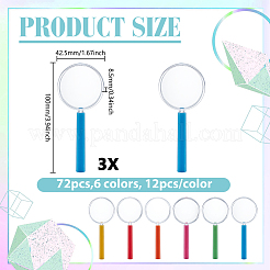 72шт 6-х цветная пластиковая ручная лупа для детей&nbsp;DIY-GO0002-78
