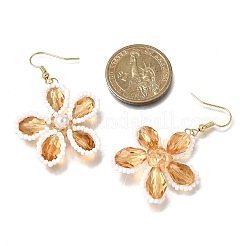 Болтающийся серьги стекло цветок&nbsp;EJEW-TA00715-03