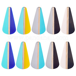 10 шт. подвески из прозрачной и непрозрачной смолы и дерева 5 цветов&nbsp;RESI-TA0004-66