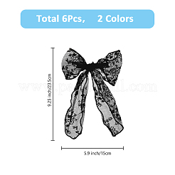 6 шт. 2-х цветные кружевные банты из полиэстера с заколками для волос из кожи аллигатора PHAR-FH0001-05