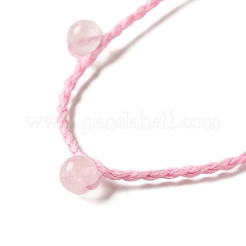Ожерелья из плетеных бусин из натурального розового кварца NJEW-K258-06C