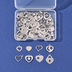 60 шт. 10 стиля 201 нержавеющая сталь подвески в виде открытого сердца&nbsp;STAS-FS0001-92