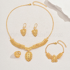 Винтажный сплав полые пшеничные серьги браслеты и ожерелья и кольца набор для женщин AM1259