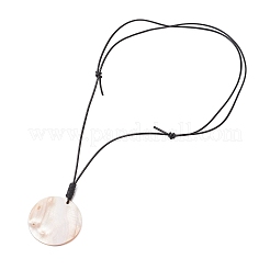 Плоские круглые подвески из натуральных пресноводных ракушек NJEW-JN05154