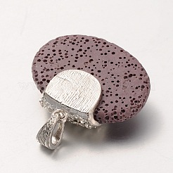 Овальные подвески из синтетического вулканического камня из сплава с платиновым покрытием&nbsp;G-O024-03B