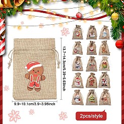 30 шт. 15 стильных рождественских чехла для хранения из джутовой ткани ABAG-YW0001-10