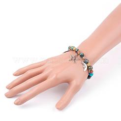 Браслеты из натуральной океанской яшмы и сумасшедшего агата BJEW-JB03349-04