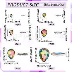 94 шт. 6 стильных стеклянных кабошона со стразами GLAA-FG0001-15