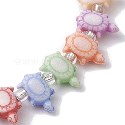 Летние пляжные эластичные браслеты из акрила и стеклянного бисера черепахи для женщин&nbsp;BJEW-JB10300-01