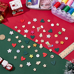 240 шт. деревянные пуговицы 2 стилей&nbsp;WOOD-WR0001-15