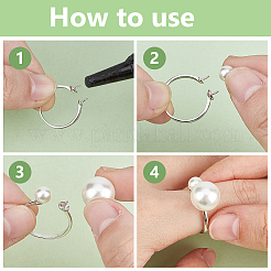 1 шт. 925 регулируемых кольца из стерлингового серебра с жемчужным гнездом&nbsp;STER-BC0002-79A-P