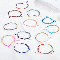 12шт 12 цвета регулируемые вощеные шнуры плетеные браслеты для женщин&nbsp;BJEW-LP0003-15