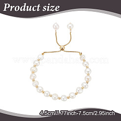 Круглый браслет-слайдер из окрашенного натурального жемчуга и латуни&nbsp;BJEW-AN0001-02