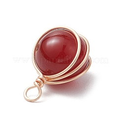 4 шт. 4 стиля подвески в виде шариков из медной проволоки с натуральным розовым кварцем&nbsp;PALLOY-TA00217-01