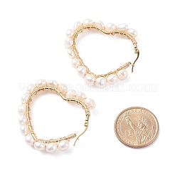 Большие серьги-кольца с сердцем из натурального жемчуга для женщин EJEW-JE04796-02