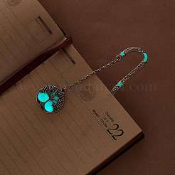 3 шт. 2 плоских круглых закладки с деревом жизни из цинкового сплава со светящейся поверхностью AJEW-GF0003-78