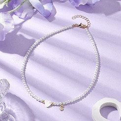 Ожерелья с подвесками из латуни микро-паве класса AAA с кубическим цирконием и буквами NJEW-JN04771-19