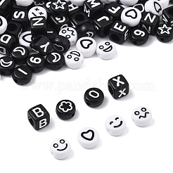 200шт 5 стиля непрозрачные акриловые бусины&nbsp;MACR-FP0001-11