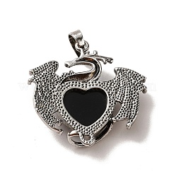 Сердечные подвески из натурального обсидиана&nbsp;KK-K331-01AS-05