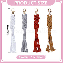 4 шт. 4-х цветная подвеска из хлопка ручной работы в технике макраме&nbsp;HJEW-DR0001-11